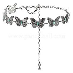 Alloy Pave Synthetic Turquoise Butterfly Link Waist Body Chains&nbsp;WG9C27F-01