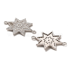 スターリングシルバーコネクターチャーム925個  クリアキュービックジルコニア  スター  プラチナメッキ  16.5x20.5x1.7mm  穴：1mm&nbsp;STER-H110-04P