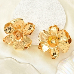 合金スタンドピアス  花  ゴールドカラー  63.5x57.5mm&nbsp;EJEW-D300-02G-06