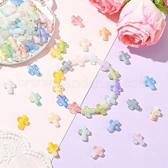 300色グラデーションカラー透明アクリルビーズ10個  金色の箔付き  クロス  ミックスカラー  15~16x12~12.5x4.5mm  穴：2.2~2.5mm  300個/セット&nbsp;OACR-CJ0002-44