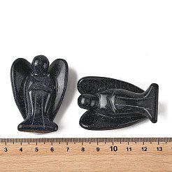合成ブルーゴールドストーン彫刻天使像  自宅オフィスのデスクトップの風水の装飾品  18.5~20x29~35x49~51mm&nbsp;GG-CBA9C2C-A20