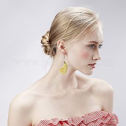 アクリル & アロイダングルイヤリング  プラチナ  バナナ  70x39mm&nbsp;WGEBD91-05