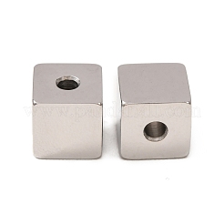 304ステンレススチールビーズ  キューブ  ステンレス鋼色  10x10x10mm  穴：3mm&nbsp;SA-CBAE384-01C-P