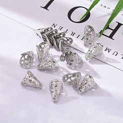 変色しない無花弁316サージカルステンレススチール製コーンビーズキャップ  ステンレス鋼色  12x10mm  穴：1.5mm&nbsp;X-STAS-M257-02