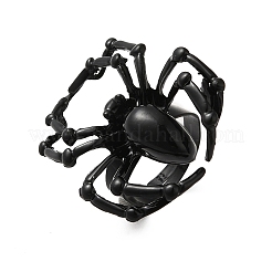 ハロウィン用合金スパイダー調整リング  電気泳動黒  内径：17.5~21mm&nbsp;RJEW-O048-01EB