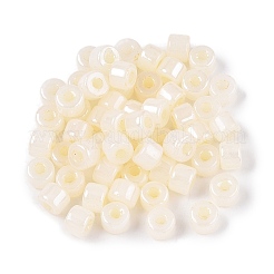 ガラスシードビーズ  セイロン  丸い穴  シリンダー  レモンシフォン  4x5.5mm  穴：1.8mm  約2500個/ポンド&nbsp;SEED-T008-01B