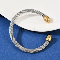304 Stainless Steel Cuff Bangles&nbsp;BJEW-M136-01B-PG