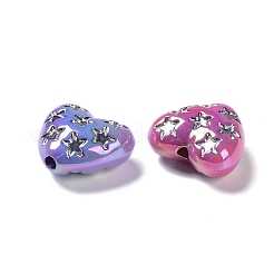 UVメッキ虹色アクリルビーズ  スターとハート  ミックスカラー  17x19.5x9.5mm  穴：2.5mm&nbsp;OACR-B021-06
