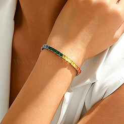 Rainbow Brass Pave Cubic Zirconia Tennis Bracelets for Women Party and Special Occasions&nbsp;FS8107
