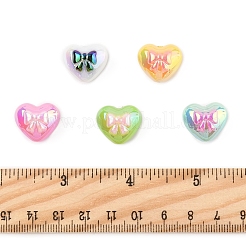 40 個の UV メッキアクリルビーズ  虹色の  ハートやちょう結び  ミックスカラー  15x17.5x14.5mm  穴：2.2mm&nbsp;PACR-FS0001-08