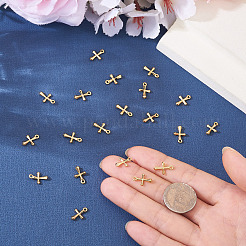 真鍮製ペンダント20個  クロスチャーム  カドミウムフリー＆ニッケルフリー＆鉛フリー  18KGP本金メッキ  10.4x8x2.5mm  穴：1.2mm&nbsp;KK-TA0002-38