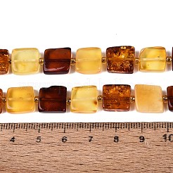 天然琥珀ビーズ連売り  正方形  シードビーズで  10~11.5x10~11.5x4~5mm  穴：0.6~0.7mm  約30個/連  15.16インチ（38.5cm）&nbsp;G-N371-15B-01
