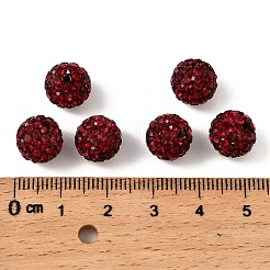 パヴェボールディスコビーズ  樹脂粘土ラインストーンビーズ  グレードA  ラウンド  シャム  pp14（2~2.1mm）  10mm  穴：1.0~1.2mm&nbsp;RB-H258-10MM-208