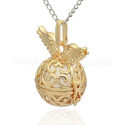 Golden Tone Brass Hollow Round Cage Pendants&nbsp;KK-J234-05G