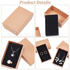 厚紙ジュエリーセットボックス  リングのために  ネックレス  長方形  淡い茶色  8x5x3cm&nbsp;CBOX-BC0004-88