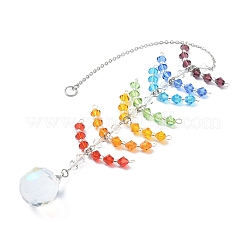 Faceted Round Glass Pendants Decoration&nbsp;HJEW-TA00023