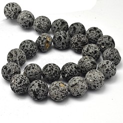 ワックスを塗っていない天然溶岩岩ビーズ連売り  ラウンド  16mm  穴：1.5mm  約25個/連  15.5インチ&nbsp;LS-G-F309-16mm