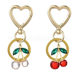 Cherry Alloy & Glass Pendant Decoration&nbsp;HJEW-SW00115-01