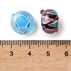 手作りランプワークビーズ  凹凸のあるランデル  ミックスカラー  13~14x9.5mm  穴：1.6mm&nbsp;LAMP-F047-01