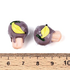 手作りのランプワークの凹凸のあるビーズ  バナナカップケーキ  ロージーブラウン  19~20x15~16x14~16mm  穴：0.8~1mm&nbsp;LAMP-T022-06A