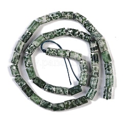 天然グリーンスポットジャスパービーズ連売り  コラム  7.5~8.5x5~6mm  穴：1mm  約45~46個/連  14.69~15.04インチ（37.3~38.2cm）&nbsp;G-C128-A17-01