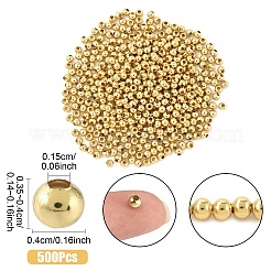304ステンレススチールビーズ500個  ラウンド  24KGP本金メッキ  4x3.5~4mm  穴：1.5mm&nbsp;STAS-YW0002-80