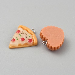 12個のレジンペンダント  模造食品  プラチナ鉄ループ付き  混合図形  ミックスカラー  21.5~33x13~24x5~15mm  穴：2mm&nbsp;CRES-WH0017-05P