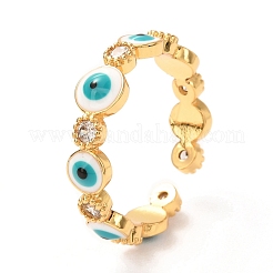 Evil Eye Golden Enamel Cuff Rings for Women&nbsp;KK-G404-06A-G