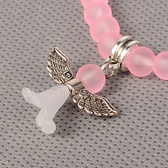 Stretchy Frosted Glass Beads Kids Charm Bracelets for Children's Day&nbsp;BJEW-JB01769-06