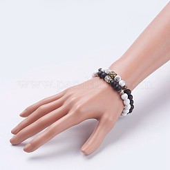 天然石ビーズストレッチブレスレット  合金パーツ  艶消し  仏頭  2-1/8インチ（5.5cm）  仏：10.5x8.5x8mm  1連 /セット&nbsp;BJEW-JB03697