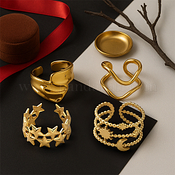 4Pcs 4 Styles Alloy Cuff Finger Rings&nbsp;RJEW-HY0001-14