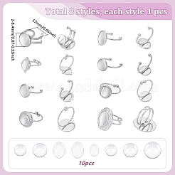 DIY Flat Round & Oval 304 Stainless Steel Open Cuff Ring Making Kits&nbsp;STAS-WR0001-33