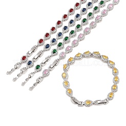Platinum Tone Brass Micro Pave Cubic Zirconia Tennis Bracelets&nbsp;BJEW-B160-05P