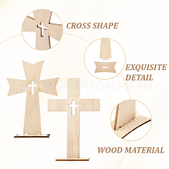 16 Sets 2 Styles Wood Cross Prayer Sculpture&nbsp;WOOD-SP0001-70