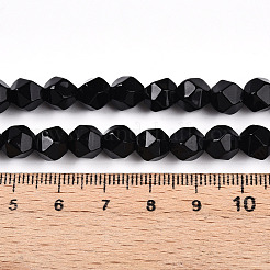 天然石オブシディアンビーズ連売り  多面カット  スターカットラウンドビーズ  7~8x6~7.5x6~7.5mm  穴：1mm  約48~49個/連  14.17~15.35''（36~39センチメートル）&nbsp;G-T139-8mm-50