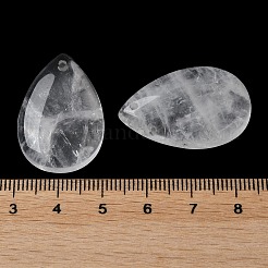 天然石クオーツクリスタルペンダント  ロッククリスタルペンダント  ティアドロップチャーム  30.5x20x6mm  穴：1mm&nbsp;G-M416-08A-04