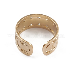 イオンプレーティング(IP) 304 ステンレススチール ハートラップ オープンカフリング 女性用  14KGP本金メッキ  usサイズ7 1/4(17.5mm)&nbsp;RJEW-G285-06G