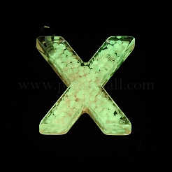 蓄光樹脂チャーム  暗闇で光る  プラチナメッキループ付き  文字L  文字x  23x19.5x5.5mm  穴：1.8mm&nbsp;X1-RESI-I059-X01