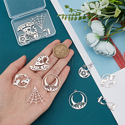 12Pcs 6 Style 201 Stainless Steel Pendants&nbsp;STAS-CA0001-38
