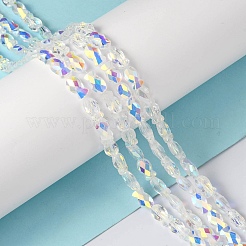 透明電気メッキガラスビーズ連売り  半分虹メッキ  多面カット  魚  クリアAB  10.5x6x5mm  穴：1.4mm  約55個/連  21.97インチ（55.8cm）&nbsp;EGLA-F157-HR02
