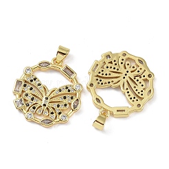 Rack Plating Brass Micro Pave Cubic Zirconia Pendants&nbsp;KK-K341-54G-04