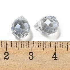 電気メッキガラスビーズ  多面カット  パール光沢メッキ  ティアドロップ  ライトグレー  9.5x8mm  穴：1.2mm&nbsp;EGLA-A041-02-PL03