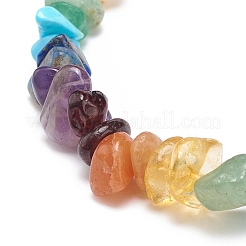 Natural & Synthetic Gemstone Chips Stretch Bracelet with Alloy Cross&nbsp;BJEW-JB08583
