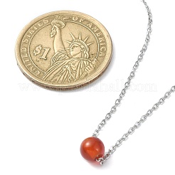 Natural Carnelian Round Bead Pendant Necklaces&nbsp;NJEW-JN04551-05