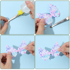 30Pcs 5 Colors Wing Polyester and Sequins Computerized Embroidery Cloth Iron on/Sew on Patches&nbsp;DIY-GF0012-54