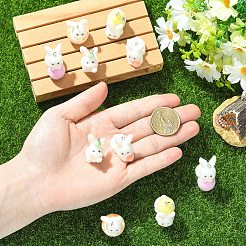 イースター不透明樹脂ペンダント5個、5スタイル  フロッキーラビットチャーム  プラチナトーンの鉄ループ付き  ミックスカラー  23~31.5x15~20x19~28mm  穴：2mm  1個/スタイル&nbsp;RESI-YW0002-15