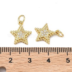 真鍮マイクロパヴェクリアキュービックジルコニアチャーム  スターのチャーム  16KGP本金メッキ  13x11.5x2.5mm  丸カン：5x1ミリ  内径：3.5mm&nbsp;KK-F930-01G