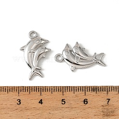 304ステンレスペンダント  イルカのチャーム  ステンレス鋼色  23.5x14.5x2.5mm  穴：2mm&nbsp;FIND-T076-06P