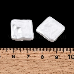 ABSプラスチックパール調ビーズ  織り目加工の正方形  ホワイト  15.5x16x3.5mm  穴：1mm  約345個/500g&nbsp;PL-CBA8DB3-26