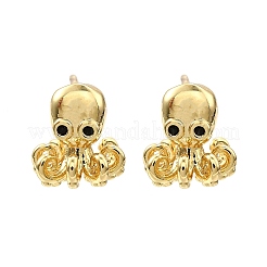 Octopus Brass Micro Pave Cubic Zirconia Stud Earrings&nbsp;EJEW-H157-02G